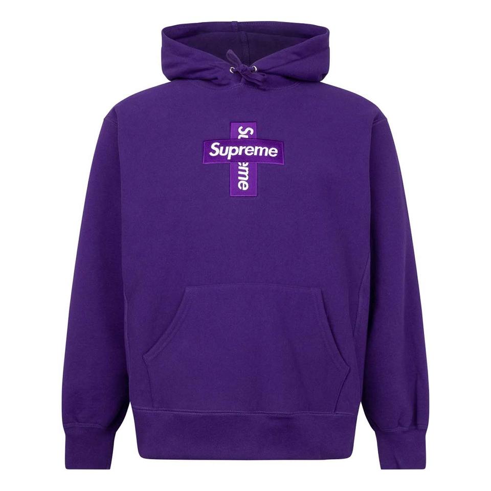Mikiny S Kapucí Supreme Cross Box Logo Fialové | CZ106HK