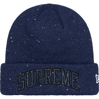 Klobouky Supreme New Era® Metallic Arc Beanie Tmavě Blankyt | CZ446KI