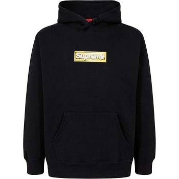 Mikiny S Kapucí Supreme Bling Box Logo Černé | CZ102SO