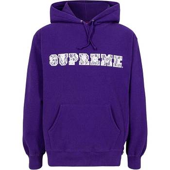 Mikiny S Kapucí Supreme Krajkové Detail Logo Fialové | CZ115NB