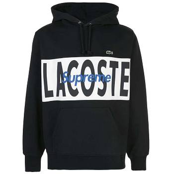 Mikiny S Kapucí Supreme X Lacoste Logo Panel Černé | CZ134KI