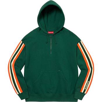 Mikiny Supreme Half Zip S Kapucí Zelene | CZ300WY