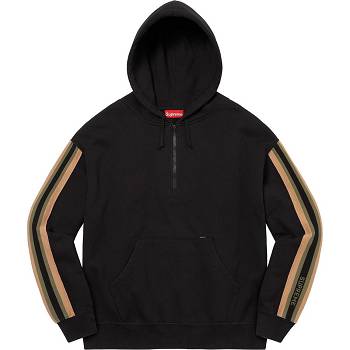 Mikiny Supreme Half Zip S Kapucí Černé | CZ298MA